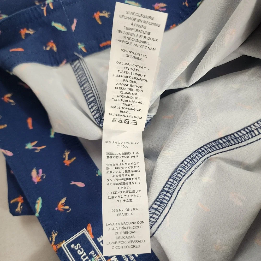 Vineyard Vines Performance swim trunks shorts W 32 blue fish pocket zip $98 mens